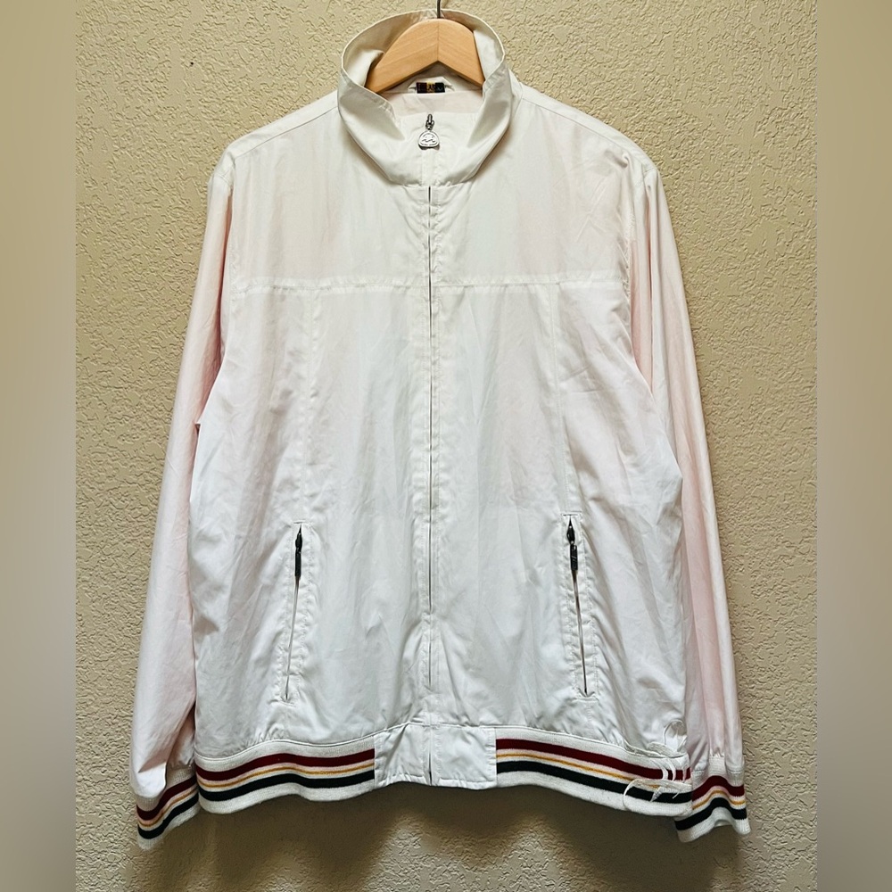 Billabong Vintage White Embroidered Logo Men’s Full Zip Jacket Size Large
